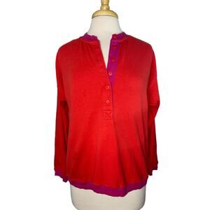 Vintage 80s Carole Little St.Tropez Wear Red Pink Pullover Sweatshirt Medium